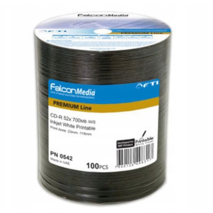 CD-R FalconMedia Premium Line 700MB 52x imprimabil, set 100 bucati, alb