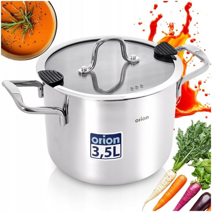 Oala din otel cu capac Orion VENICE 18 cm, 3,5 l