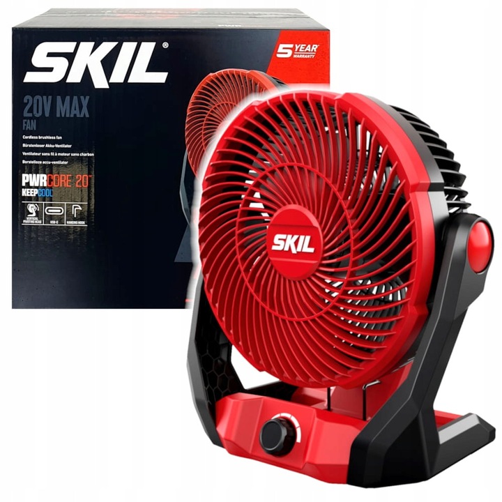 Ventilator fara fir Skil 20V, 18cm, 850m/h, USB-C, mobil