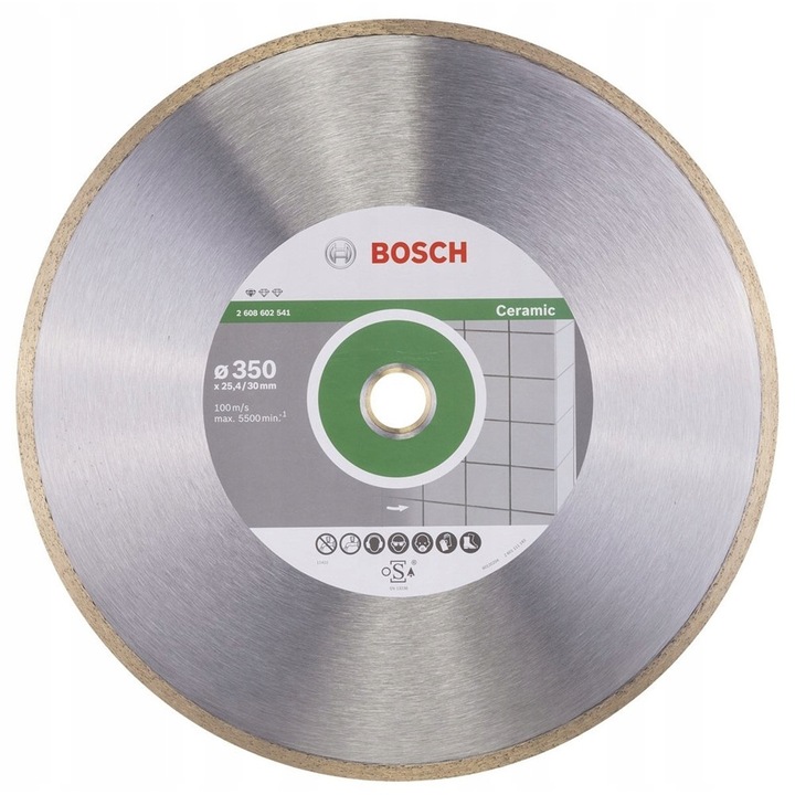 Disc diamantat Bosch Standard pentru ceramica 350 mm, 300 mm diametru, 30 mm deschidere, 2 mm latime taiere, 7 mm inaltime segment