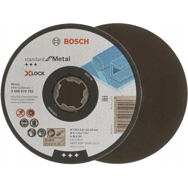 Disc abraziv Bosch 125mm, grad 24, sistem X-LOCK, set 25 bucati