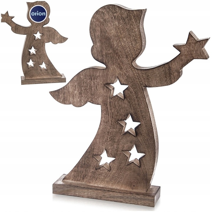 Figurina decorativa Craciun, Orion, inger MANGO, 43 cm, lemn