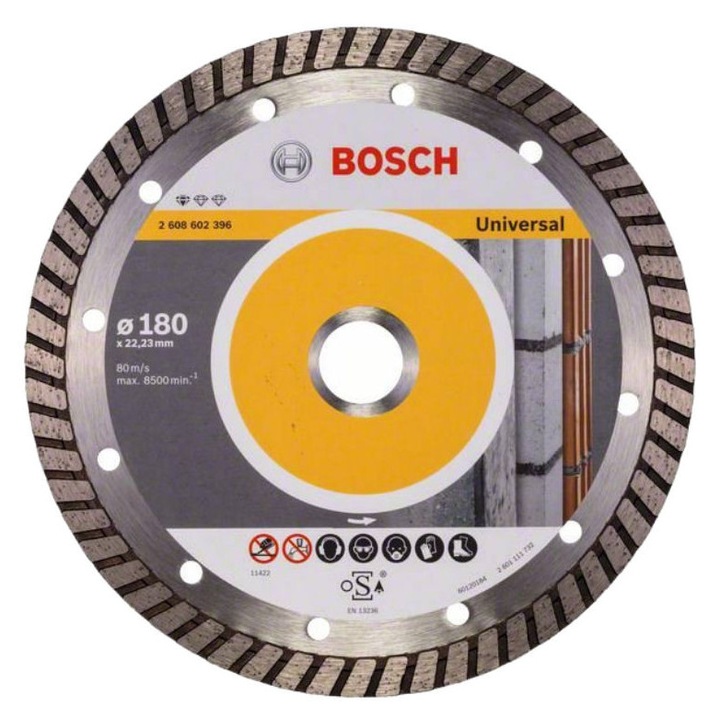 Bosch Standard for Universal Turbo gyémánttárcsa, 180 mm, betonhoz, kerámiához, 22,2 mm, 2,3 mm