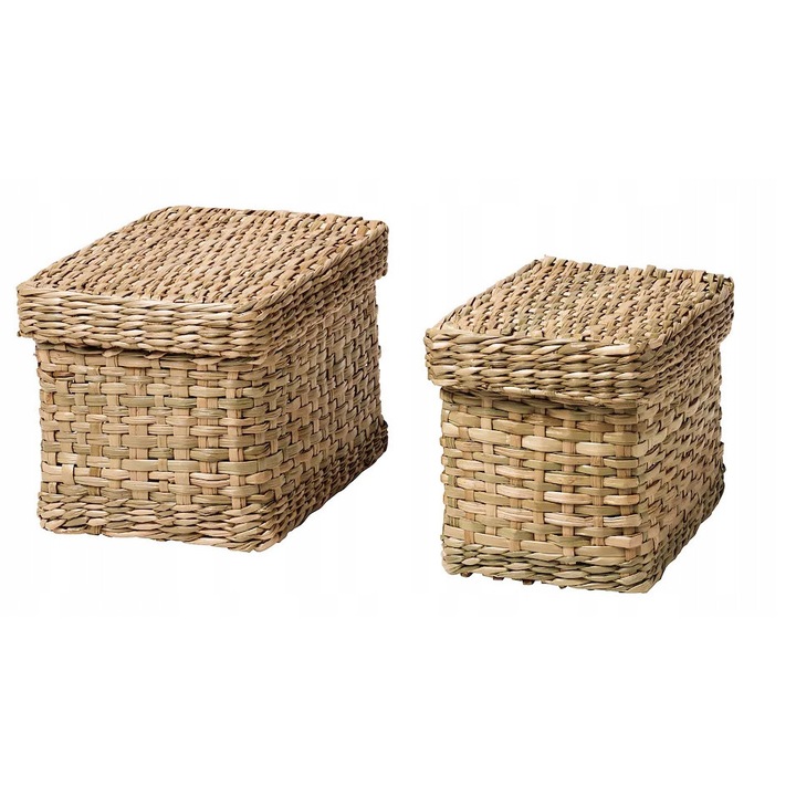 Комплект от 2 кутии за съхранение, IKEA, бежови, 18x13x12см