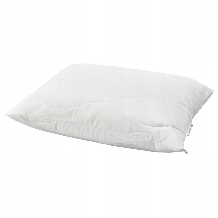 Perna ergonomica IKEA LOKSTAMFLY, 50x60 cm, poliester, pentru somn pe spate/side, 745 g, alb