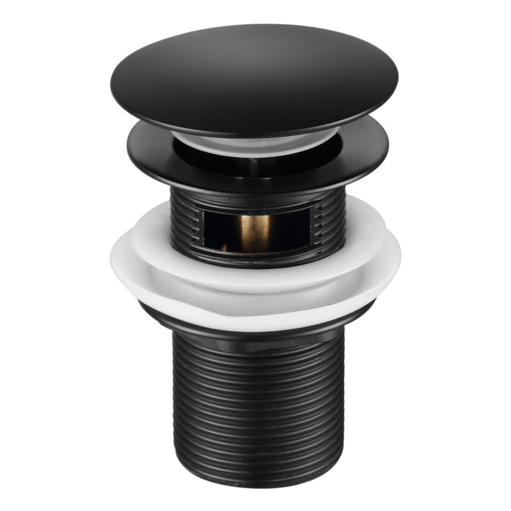 Korek Umywalkowy Sea-Horse, clic-clac, cu sistem de preluare, negru, G 1 1/4"