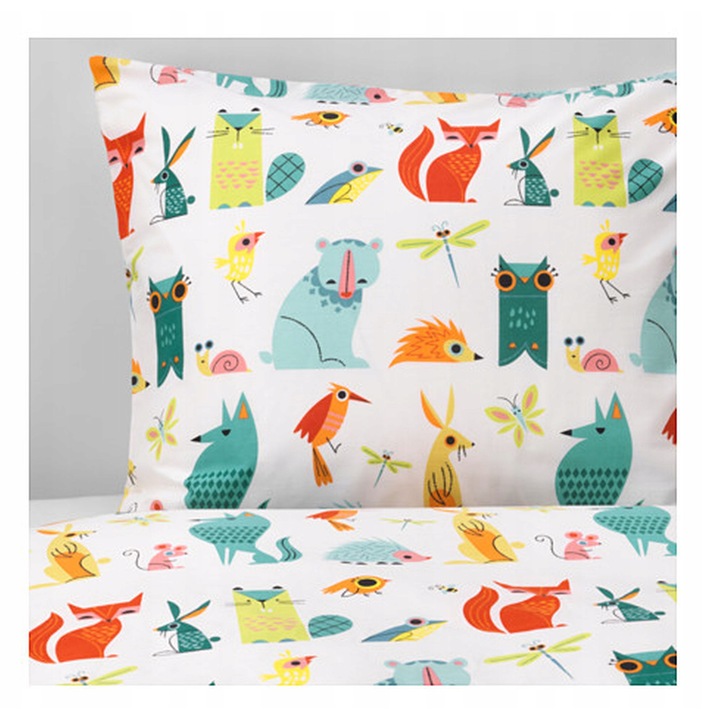 Set lenjerie de pat IKEA 150x200cm, 146 fire/inch, multicolor