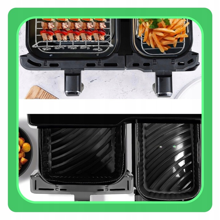 Set accesorii pentru friteuza Tefal EY9018 si Cecotec DuoSize, 2 forme mici, 2 forme mari, 2 suporturi, 5 forme pentru briose, 1 pensula, silicon, rezistent la temperaturi de -4C la 230C