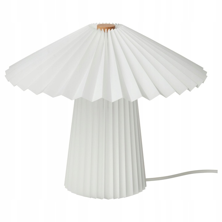 Lampa de masa IKEA KUDDLAVA, plisata, alba, 28 cm, 1.7 m cablu