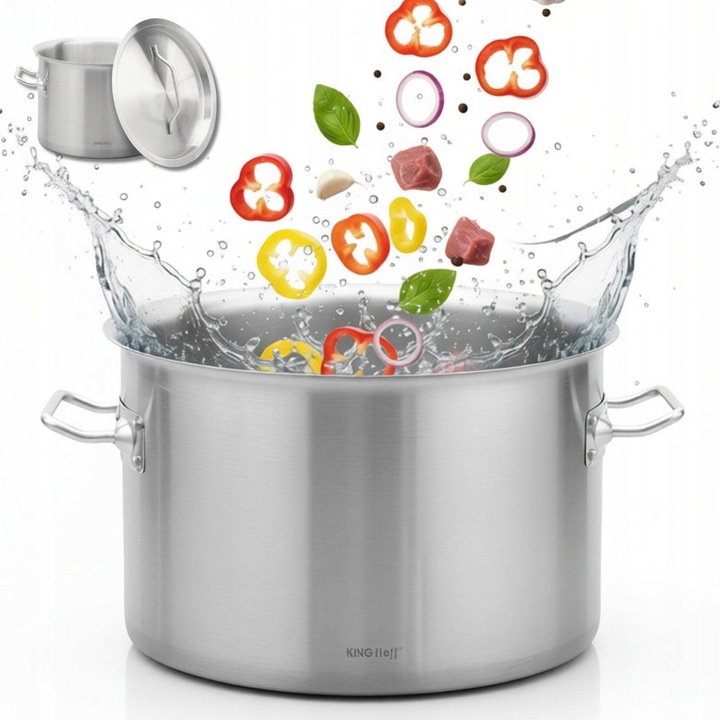 Oala gastronomica KINGHoff KH-2021, 9L, inox, cu capac, 25x18cm, pentru toate tipurile de plite