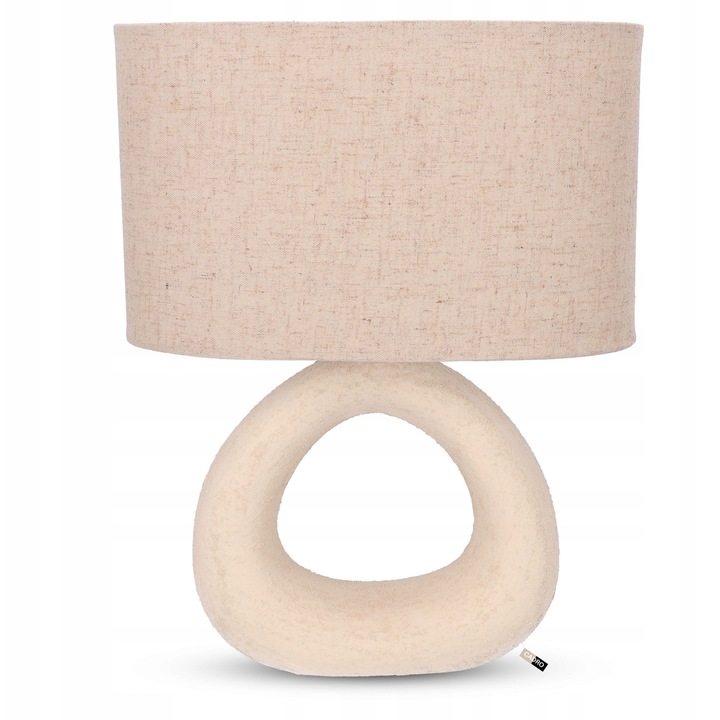 Lampa de birou Cadro, 33,5 cm, baza din piatra, abajur din in, culoare piaskowy
