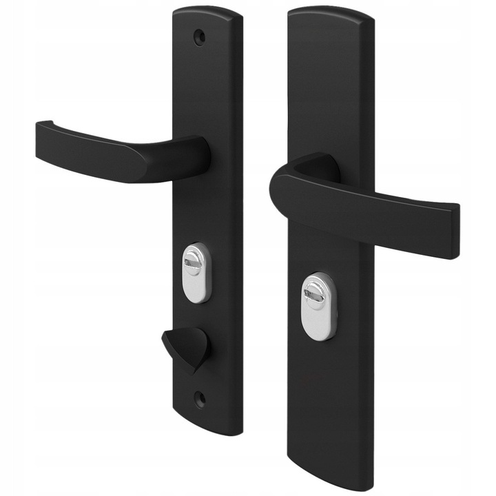 Set 2 Klamki Titan 68mm, drept, negru mat, pentru usi exterioare