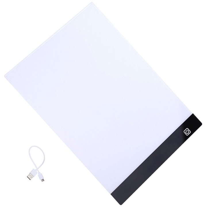 LED Таблет за рисуване A3, Aptel, 3 нива на интензитет, черно-бял, 34,5x47x0,5см