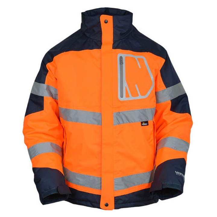 Jacheta de protectie Beta, captusita, gluga retractabila, portocaliu/bleumarin, XL