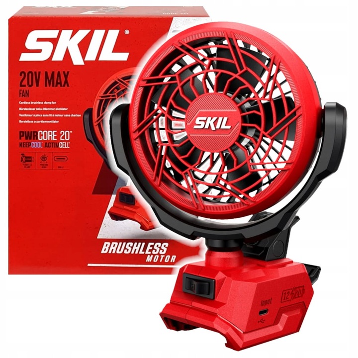 Ventilator actionat cu acumulator Skil 20V 3163, fara acumulator, 340m/h, 0,5kg, USB-C
