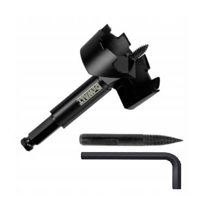 Set burghie auto-centrante DeWALT 28mm, 3 taisuri, hexagonal 11mm, pentru lemn