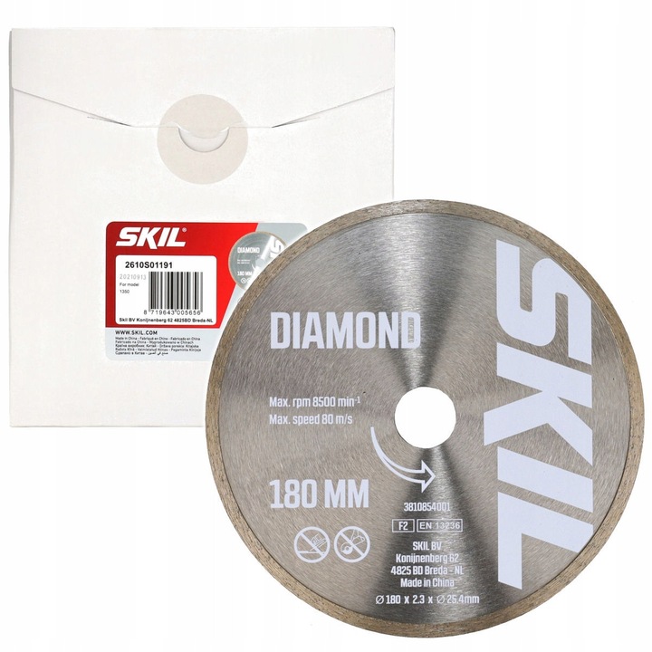 Tarca diamentata 180mm, Skil, pentru taiere ceramica, grosime 2,3mm, taiere pe umed