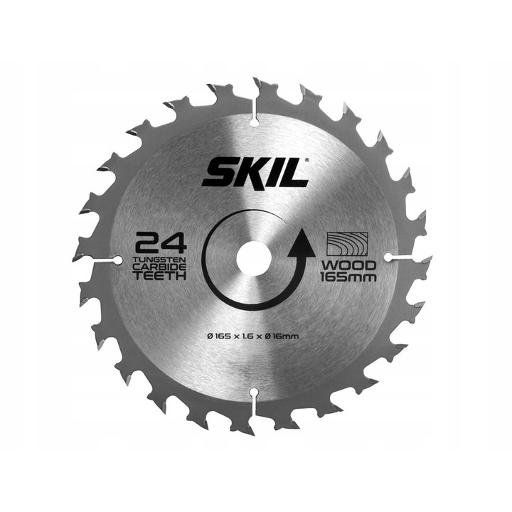 Pila widiowa 165x16mm 24 zeby, Skil, pentru taiere lemn, grosime 1,6mm, multicolor