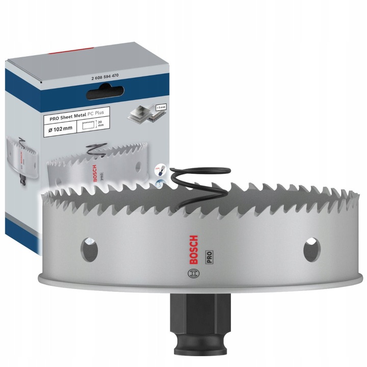 Pila otwornica set 102mm Sheet Metal Bosch, HSS-Bimetal, 20mm lungime, 5mm grosime taiere