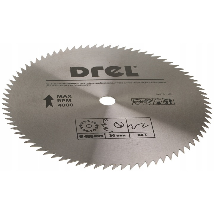 Pila circulara Drel 400mm x 80T pentru lemn, taiere rapida si precisa