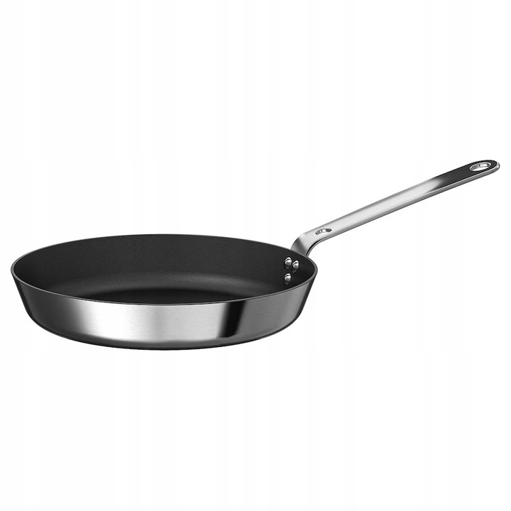 Tigaie IKEA HEMKOMST, 24 cm, inox, Teflon, 4 cm inaltime, 42 cm lungime cu manere