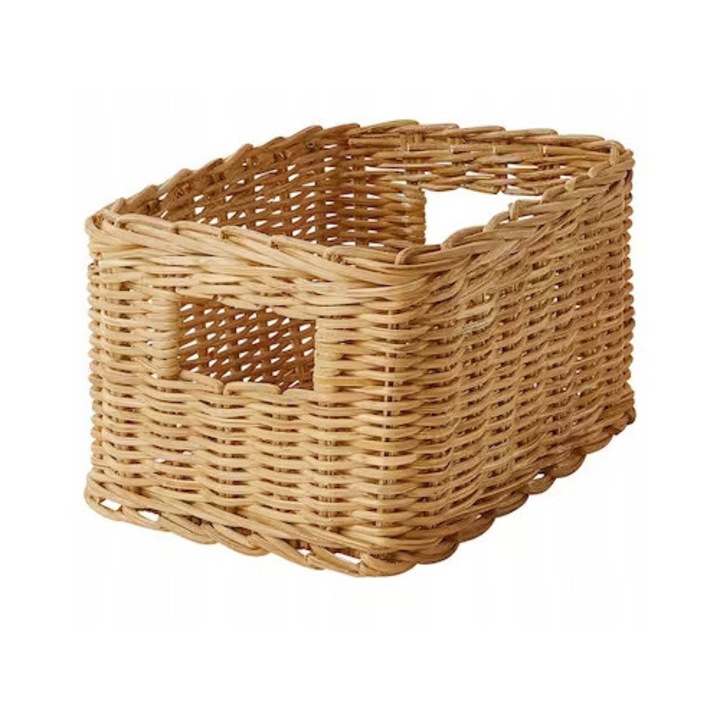 Tárolódoboz, IKEA, rattan, 18x25x14 cm, natúr