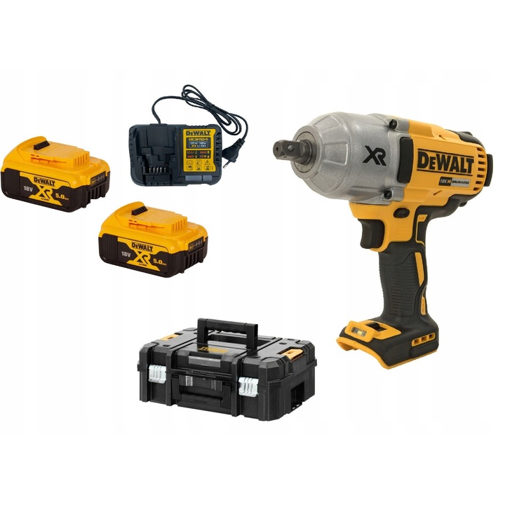 Cheie cu impact DEWALT DCF900P2T, 1355 Nm, 18V, 2x5Ah, set cu valiza