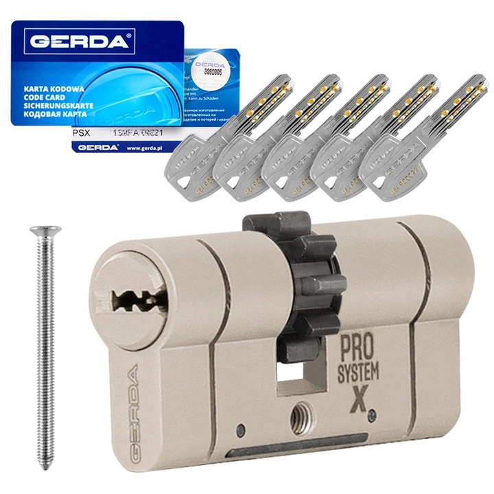 Betörésgátló hengerzár 35/65, Gerda Prosystem X, 5 kulcs, szatén nikkel
