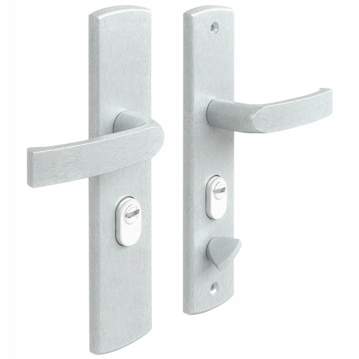 Set manere usa exterioare Gamar, 68mm, stanga, argintie perla, pentru usi chinezesti