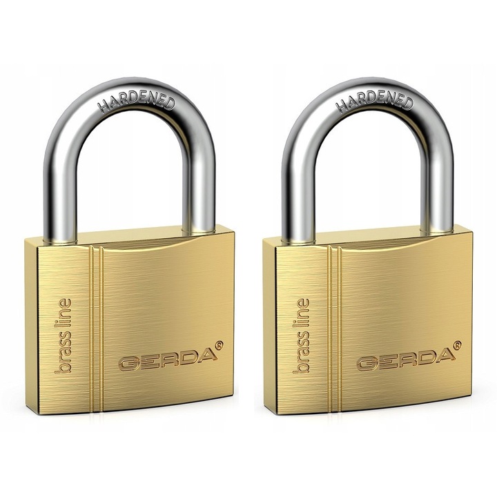 Set 2 lacate Gerda Brass Line, 60mm, cu 6 chei, mosiadz