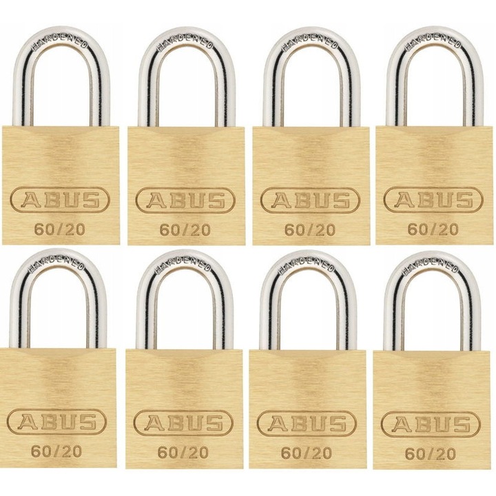Lacate mositate set 8 bucati Abus 60/20, palan din otel, blocare automata, 16 chei