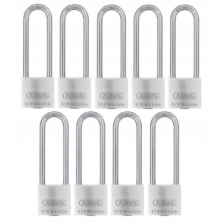 Set 9 lacate Abus Titalium 40mm, sistem un singur cheie, aluminiu, otel calit