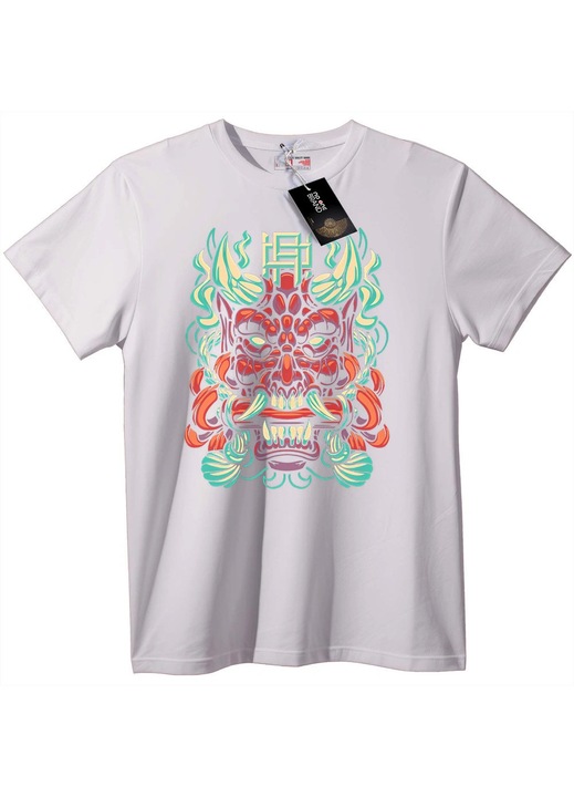 Tricou Oni Mask, Alb, XS