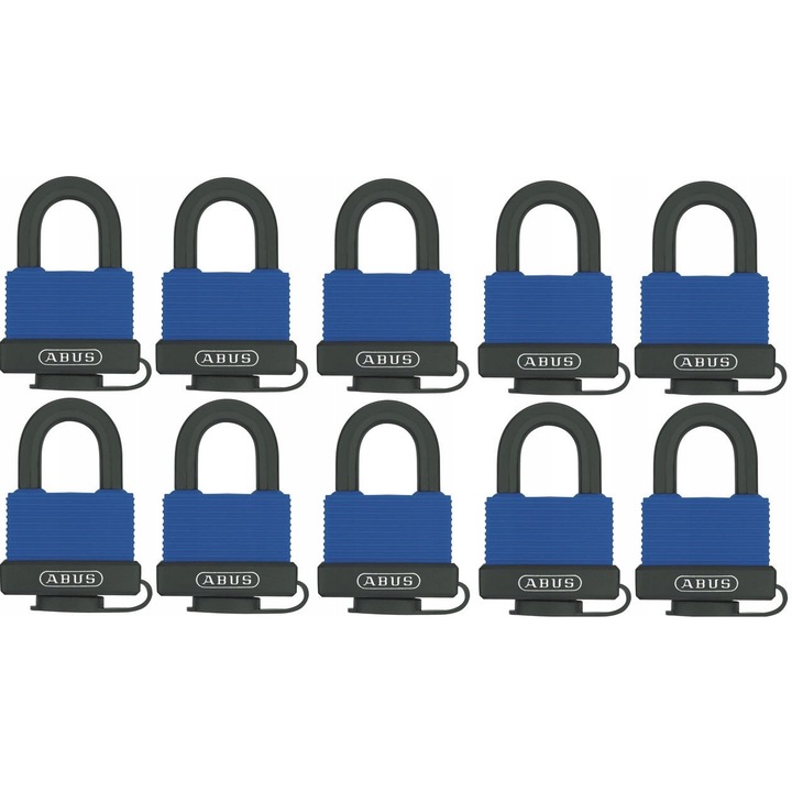 Lacate Abus 70IB/50, set 10 bucati, 20 chei, corp din alama, rezistent la apa