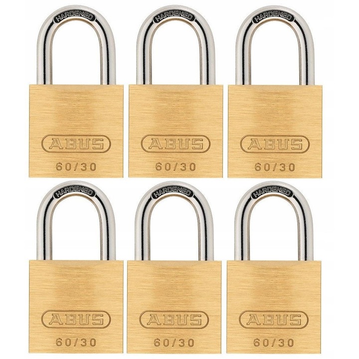 Set 6 lacate Abus mosit, tip jarzma, 12 chei, rezistenta la coroziune