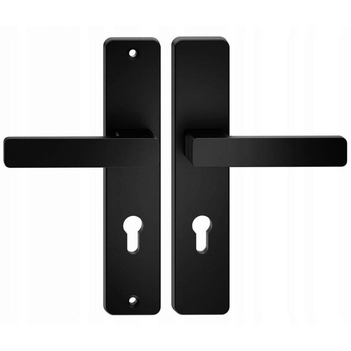 Klama usa exterioara Atlas, 72mm, neagra, pentru usi 46-88mm, set complet