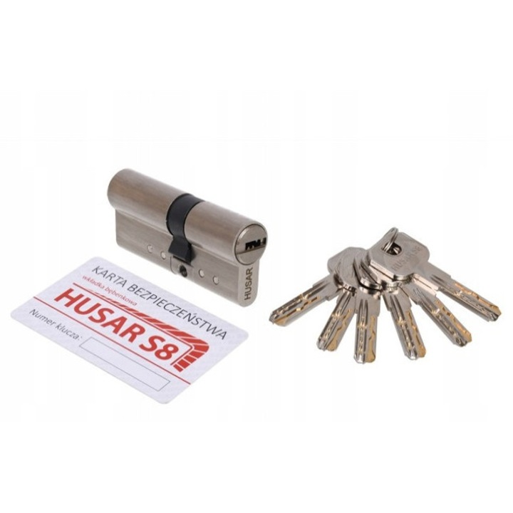 Cilindru usa HUSAR S8 40/50, 6 chei, protectie anti-intrerupere, nichel satinat, set complet