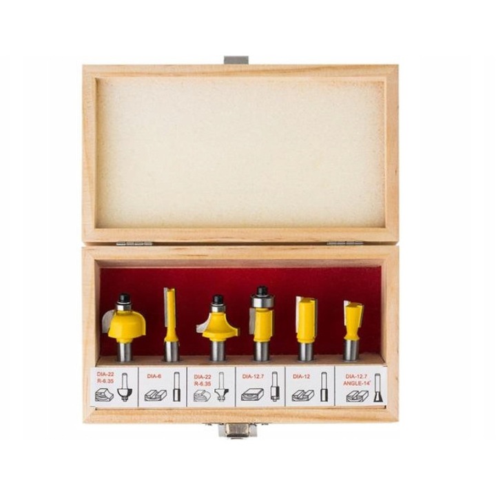 Set freze pentru lemn Condor, 6 bucati, 8mm, organizer din lemn