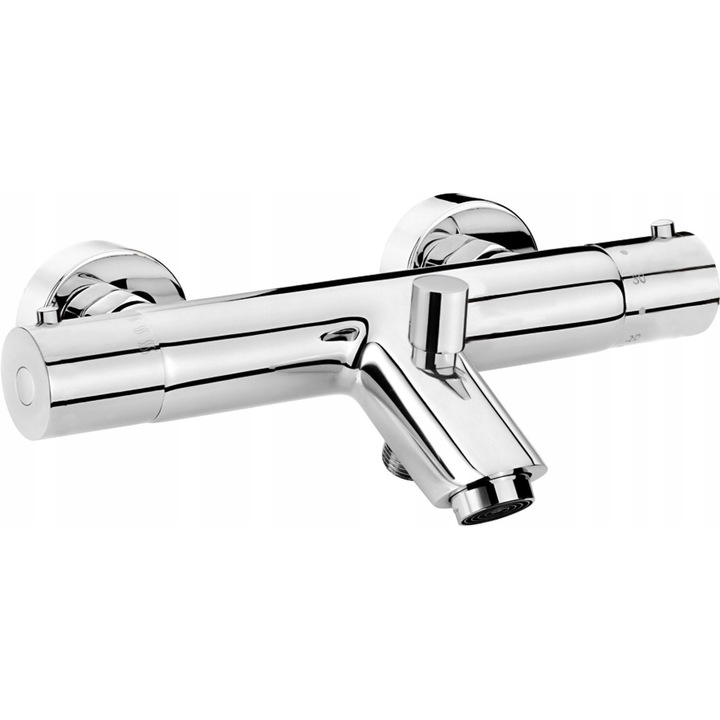 Deante Begonia termosztátos kádfali csaptelep, króm, 2 fogantyús, fali rögzítés, 164mm