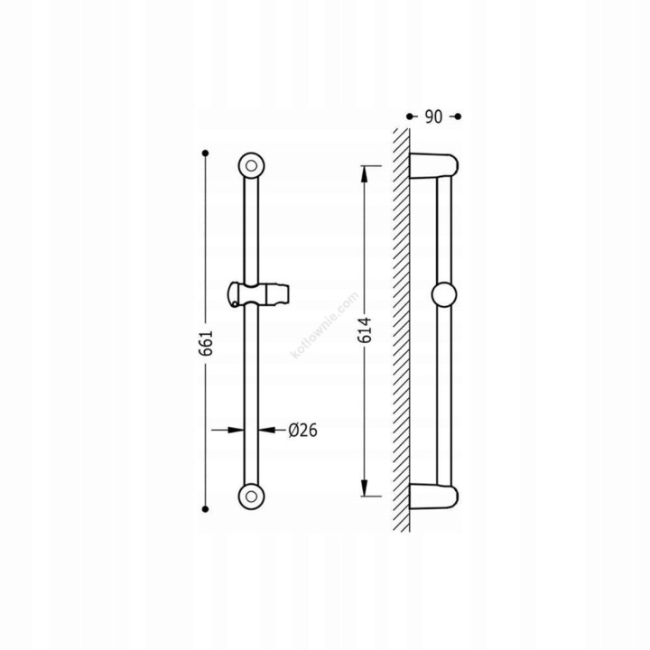 Coloana de dus Tres, drazek prysznicowy, 614x25mm, rotativ, glisant