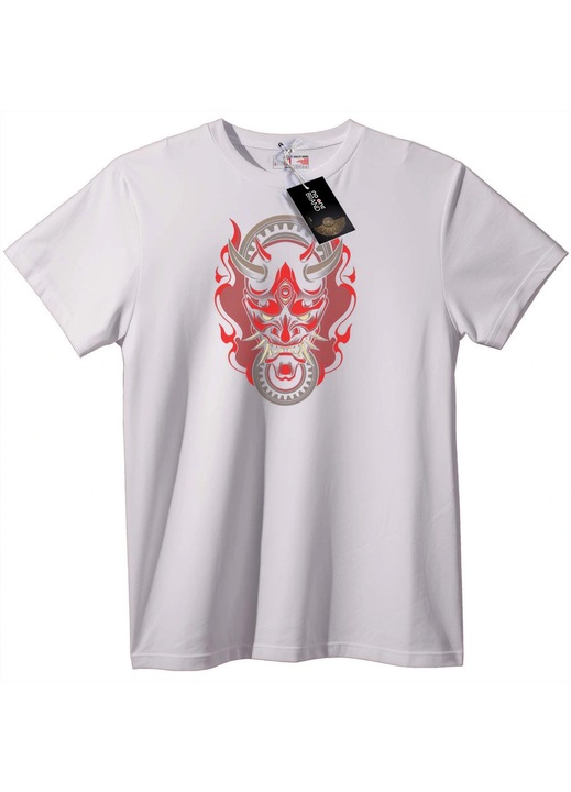 Tricou Oni Demon Mask, Alb, M