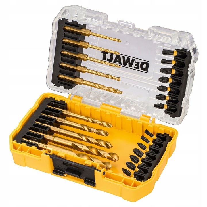 Set 24 elemente bitle si burghie DeWALT, ToughCase+, 1/4", diverse dimensiuni