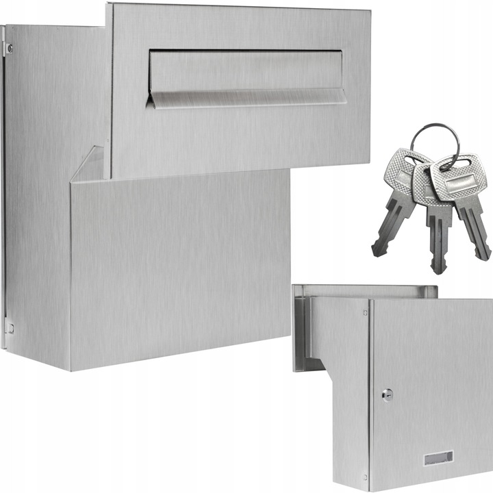 Cutie postala Handmet inox, format C4, 3 chei, reglabila 190-260mm, argintie