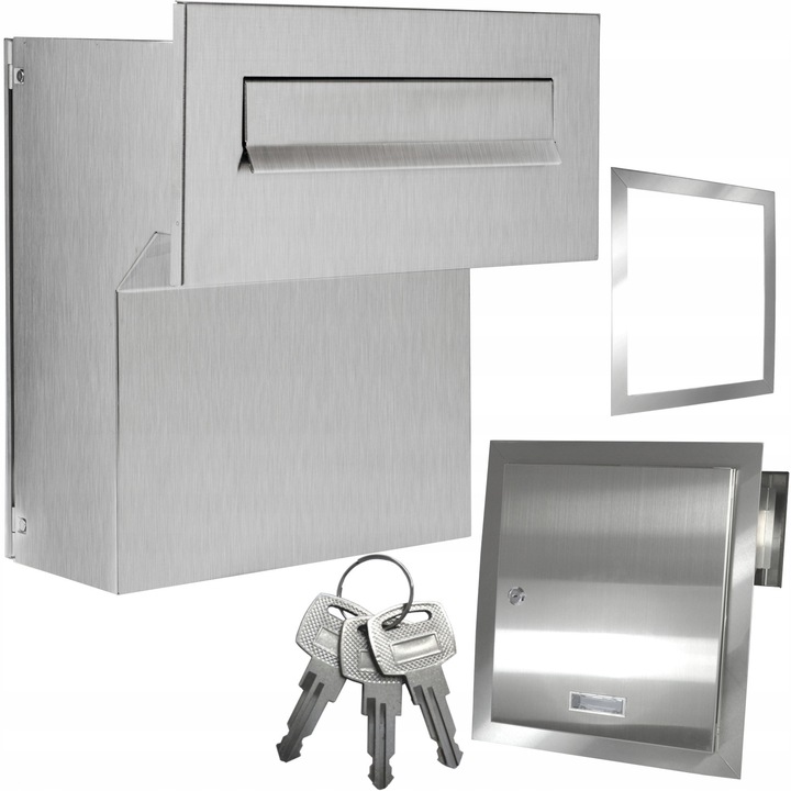 Cutie postala Handmet, inox, 350x160mm, 3 chei, reglabila, argintie