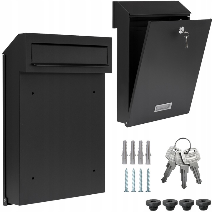 Cutie postala Handmet, model BONN, prazatoare, metalica, neagra mat, C4, 3 chei