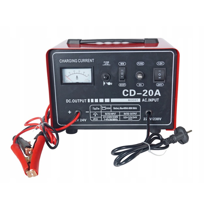 Prostownik auto Stanmot 6A 6V/12V, compact, negru, 8,5x16x18cm