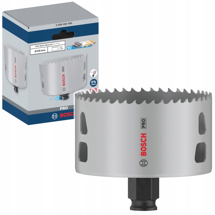 Pila otwornica 86 mm Multi Material Bosch, HSS-Bimetal, montaj prin adapter Power Change Plus, 44x69mm