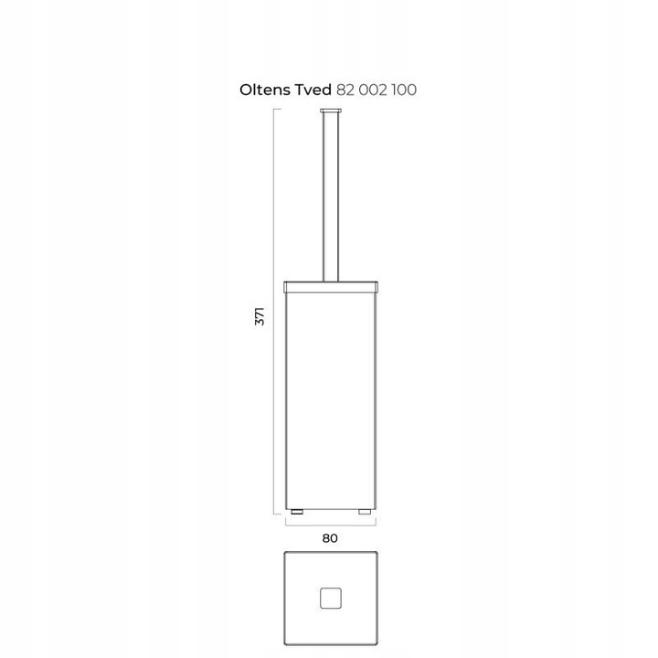 Szczotca WC Oltens Tved, metalica, crom, cap negru, 8x37,1cm