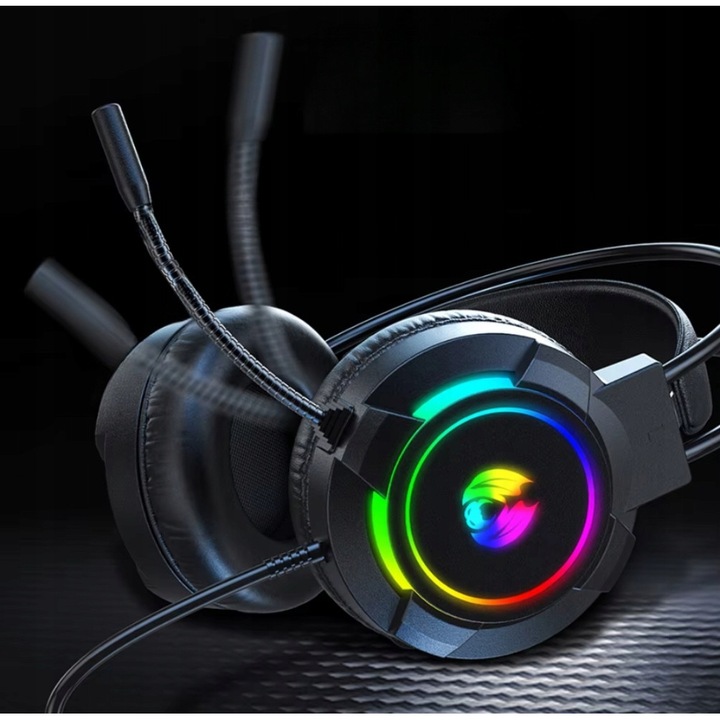 Геймърски слушалки 5.1, RGB, микрофон, 50мм, черни