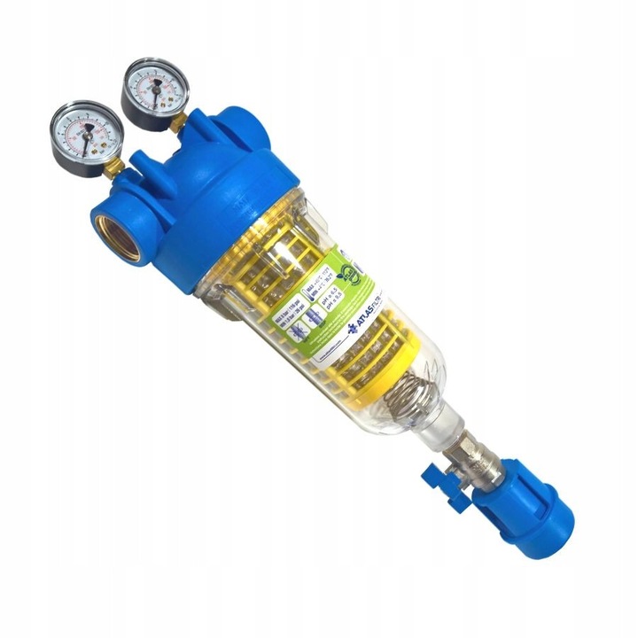 Filtru samoczarator Hydra 1 1/2" Atlas Filtri, 2 manometre, inox, set complet